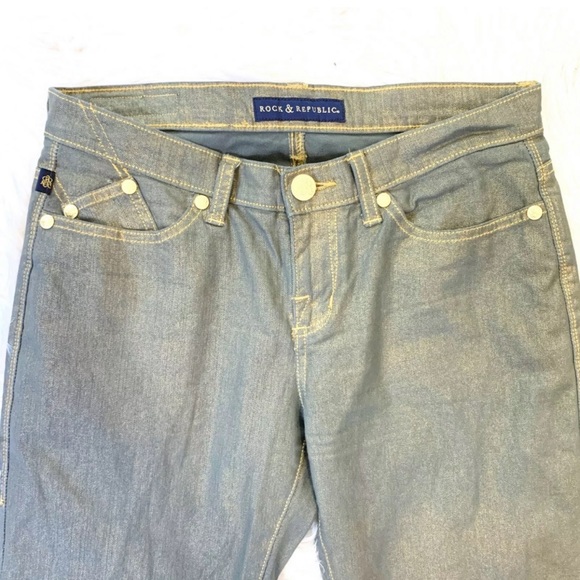 ROCK REPUBLIC Gold Coated Berlin Skinny Jeans - Picture 3 of 5
